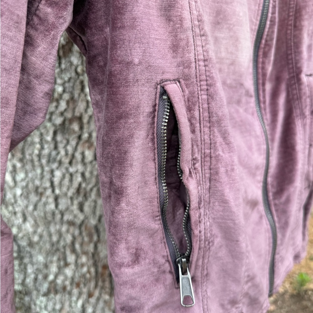 Free People Crushed Velvet Purple Moto jacket with lace up details.Size Large - Picture 10 of 16